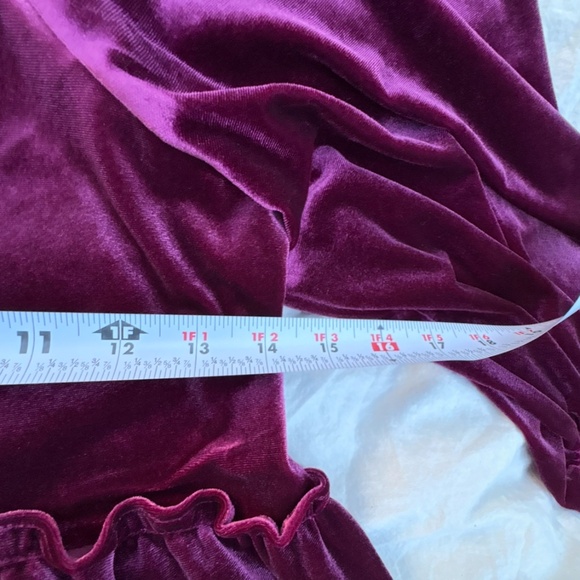 Betsey Johnson Velvet Mini Tiered Baby Doll Dress XS Puff 3/4 Sleeve Tawny Port - Picture 9 of 14